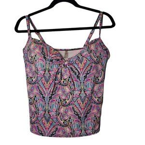 Victoria's Secret Tankini Swim Top Pink Paisley Women's Size 36 DDD